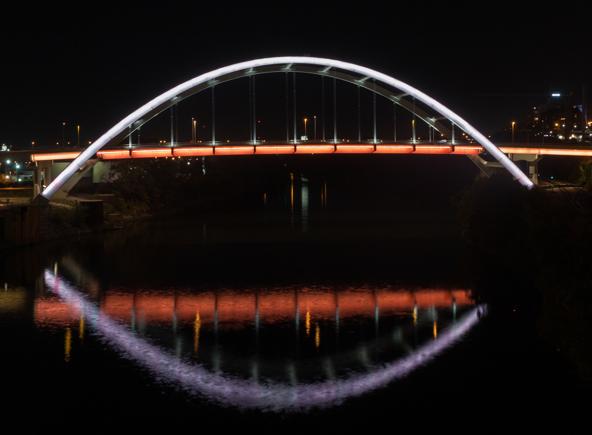 Canon EOS 40D sample photo. Illuminated bridge over river photography