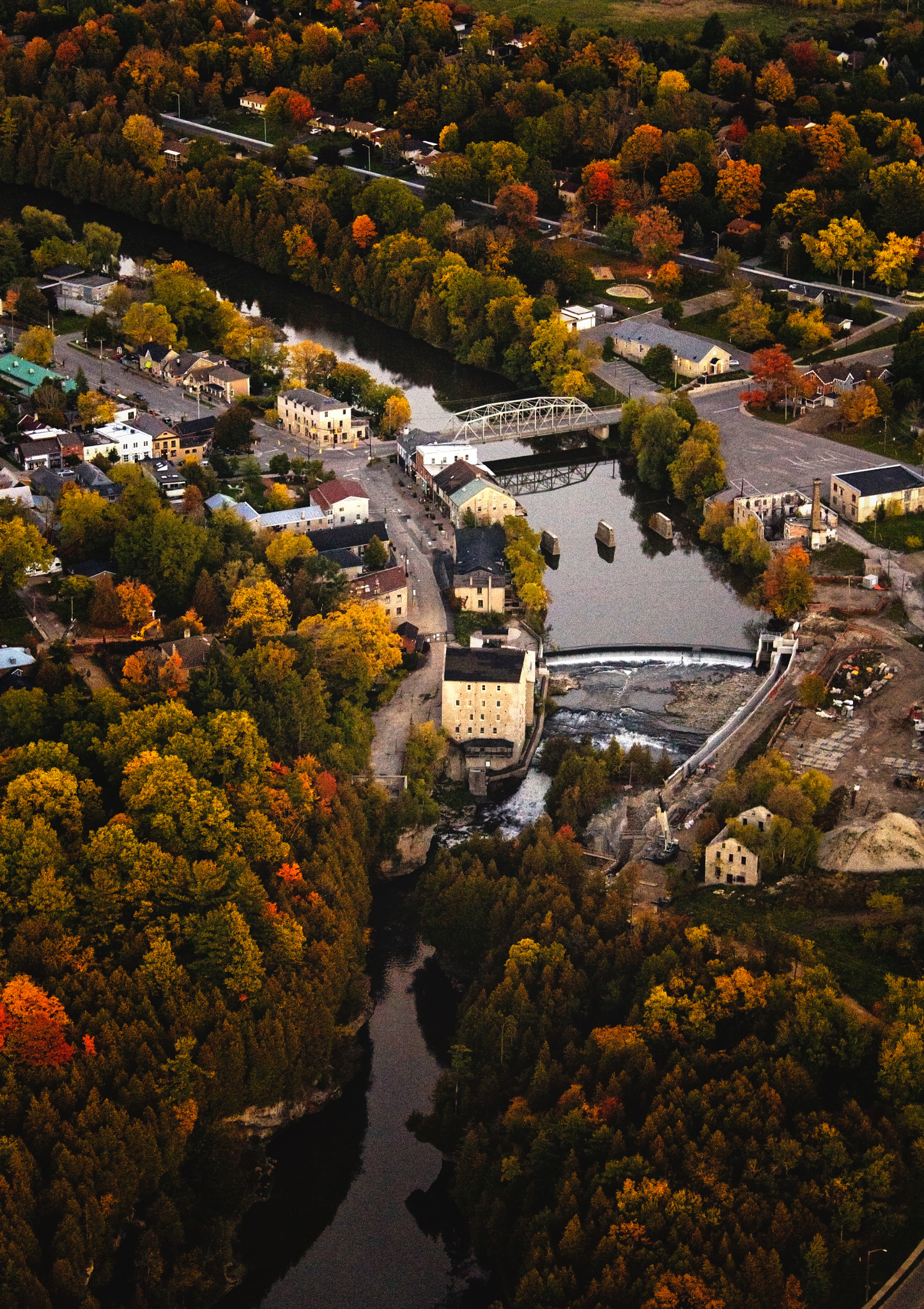 Canon EF-S 18-55mm F3.5-5.6 III sample photo. Aerial of downtown elora photography
