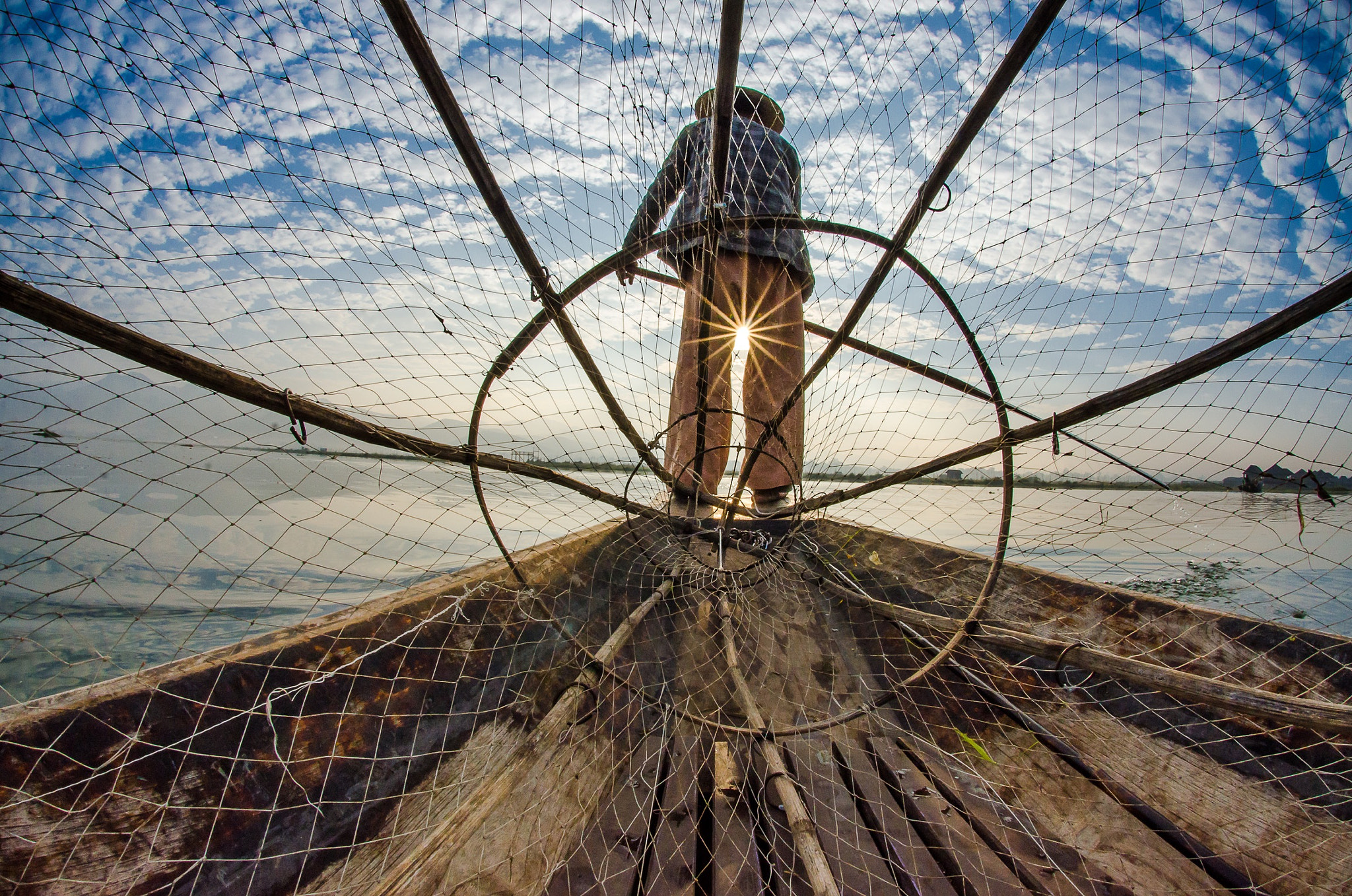Nikon AF DX Fisheye-Nikkor 10.5mm F2.8G ED sample photo. Fishermen at inle lake myanmar use conical shape f ... photography