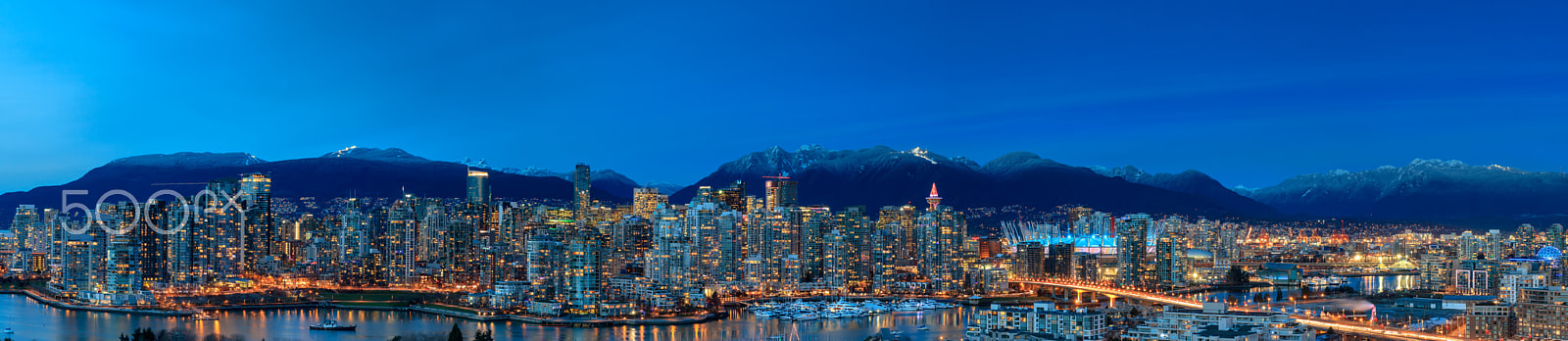 Sigma 24-70mm F2.8 EX DG Macro sample photo. Vancouver pano ski hills lit photography