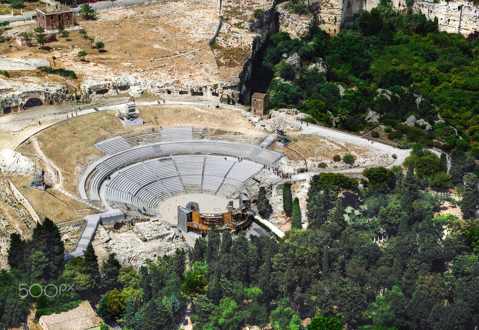 Pentax K200D + Tamron AF 18-200mm F3.5-6.3 XR Di II LD Aspherical (IF) Macro sample photo. Greek theatre of syracuse sicily photography