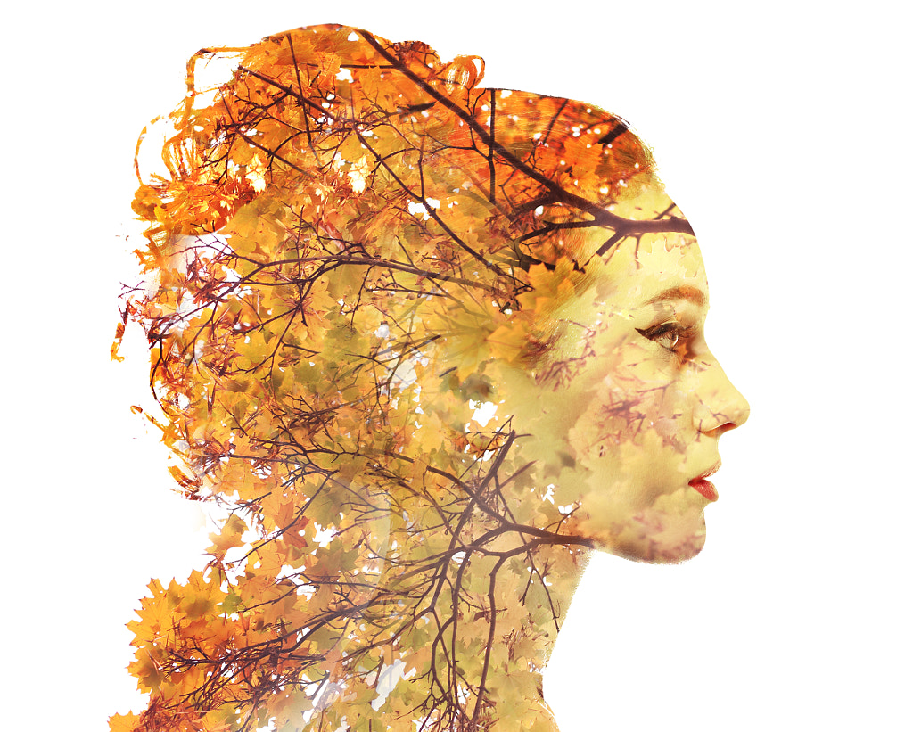 Double exposure autumn portrait by Olena Zaskochenko on 500px.com