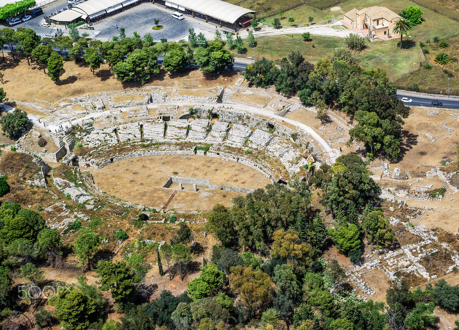 Pentax K200D + Tamron AF 18-200mm F3.5-6.3 XR Di II LD Aspherical (IF) Macro sample photo. Roman amphitheater of syracuse sicily photography