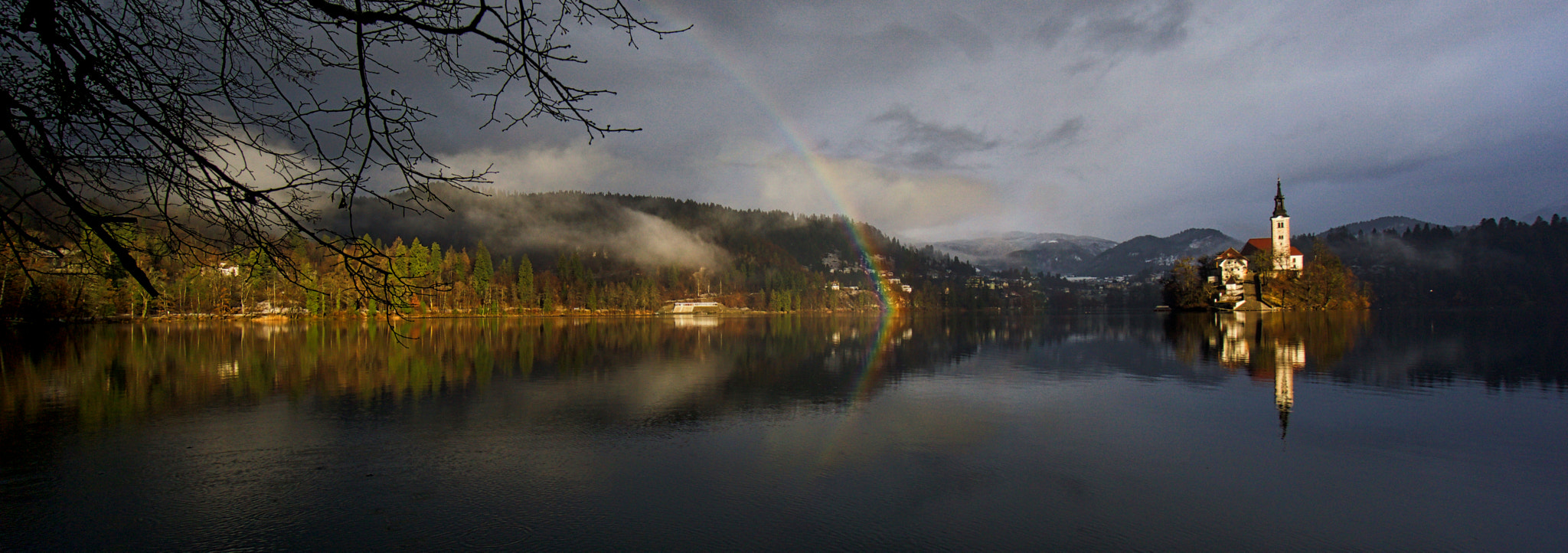 Sony a6000 sample photo. Rainbow on lake bled photography
