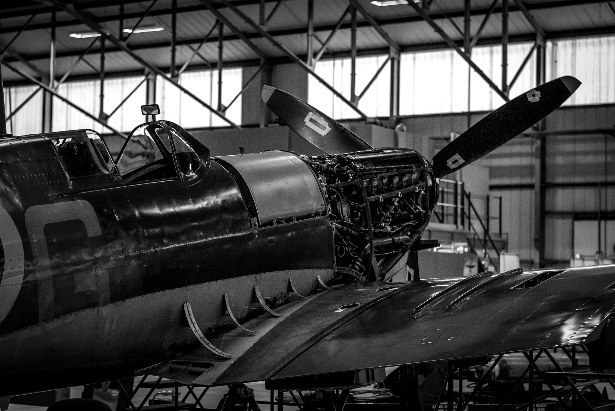 Nikon D80 + Nikon AF-S Nikkor 50mm F1.8G sample photo. Spitfire maintenance photography