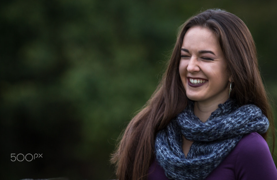 Canon EF 70-200mm F2.8L USM sample photo. Cassandra laughing photography