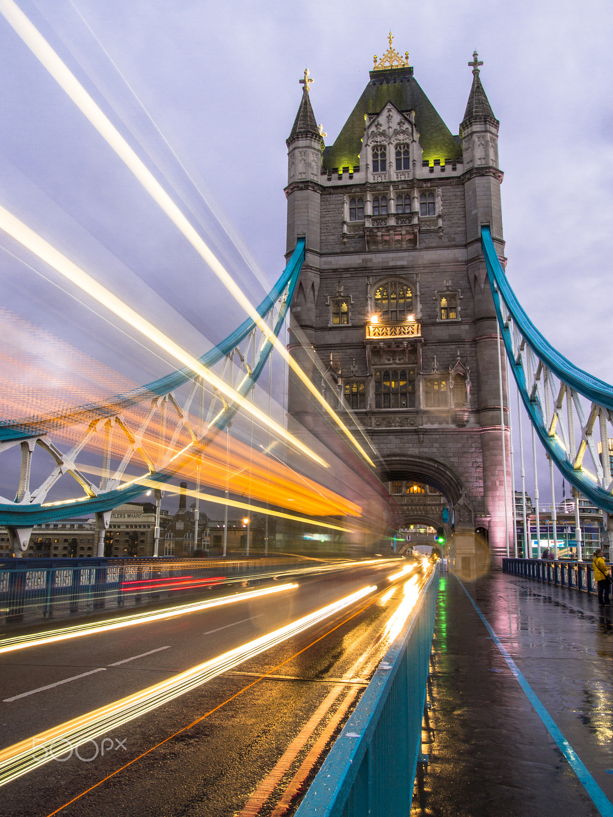 Olympus PEN E-P3 sample photo. Light trails on tower bridge photography