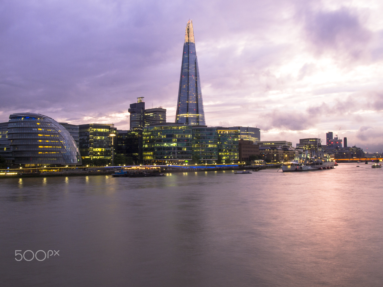 Olympus PEN E-P3 sample photo. Purple sky over the shard photography