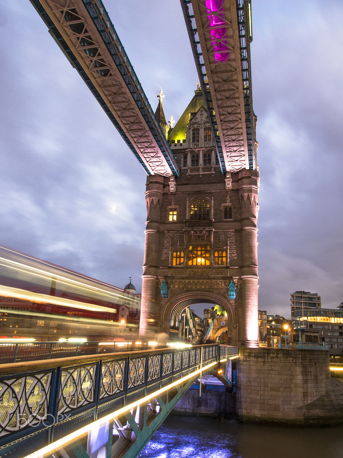 Olympus PEN E-P3 sample photo. Tower bridge light trails photography