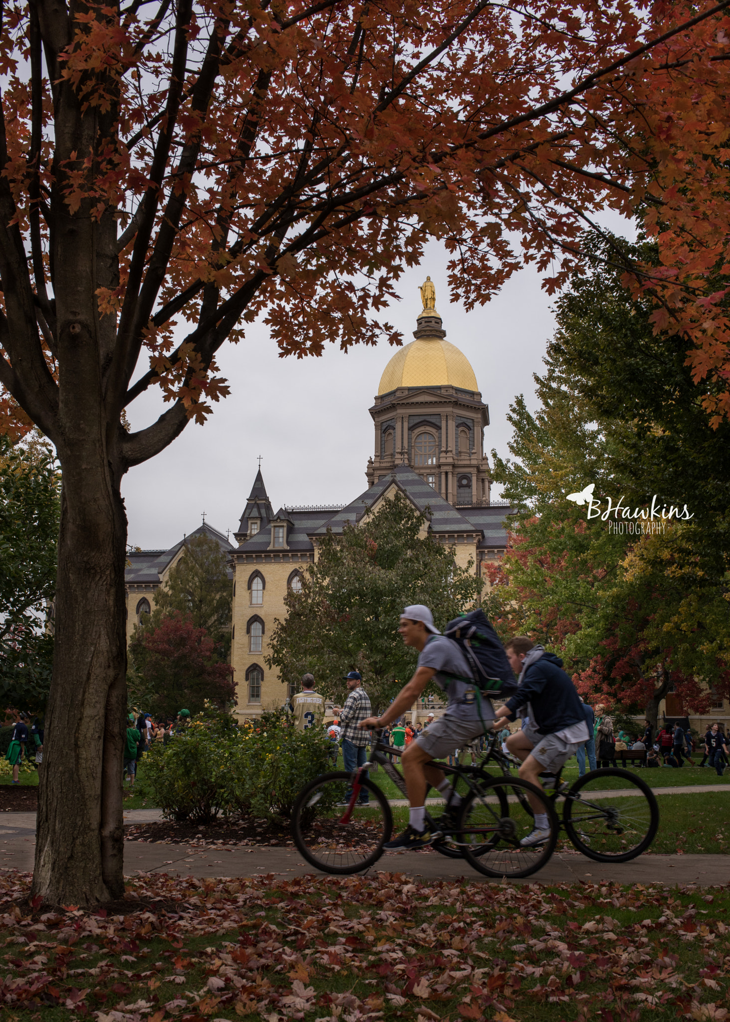 Nikon AF-S Nikkor 35mm F1.8G ED sample photo. Notre dame campus on game day photography