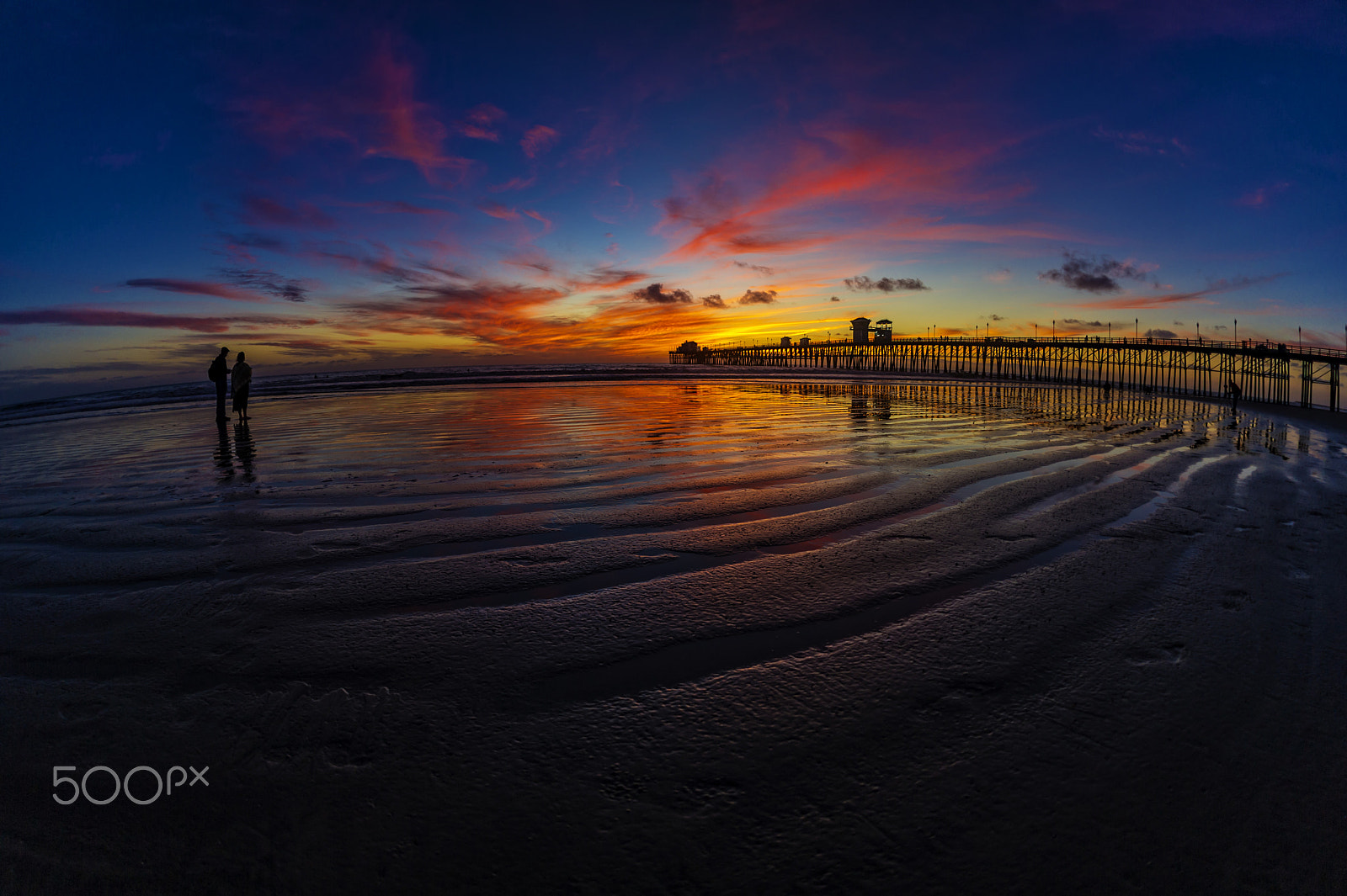 Nikon D3S + Sigma 15mm F2.8 EX DG Diagonal Fisheye sample photo. Colorful sunset in oceanside - october 31, 2016 photography