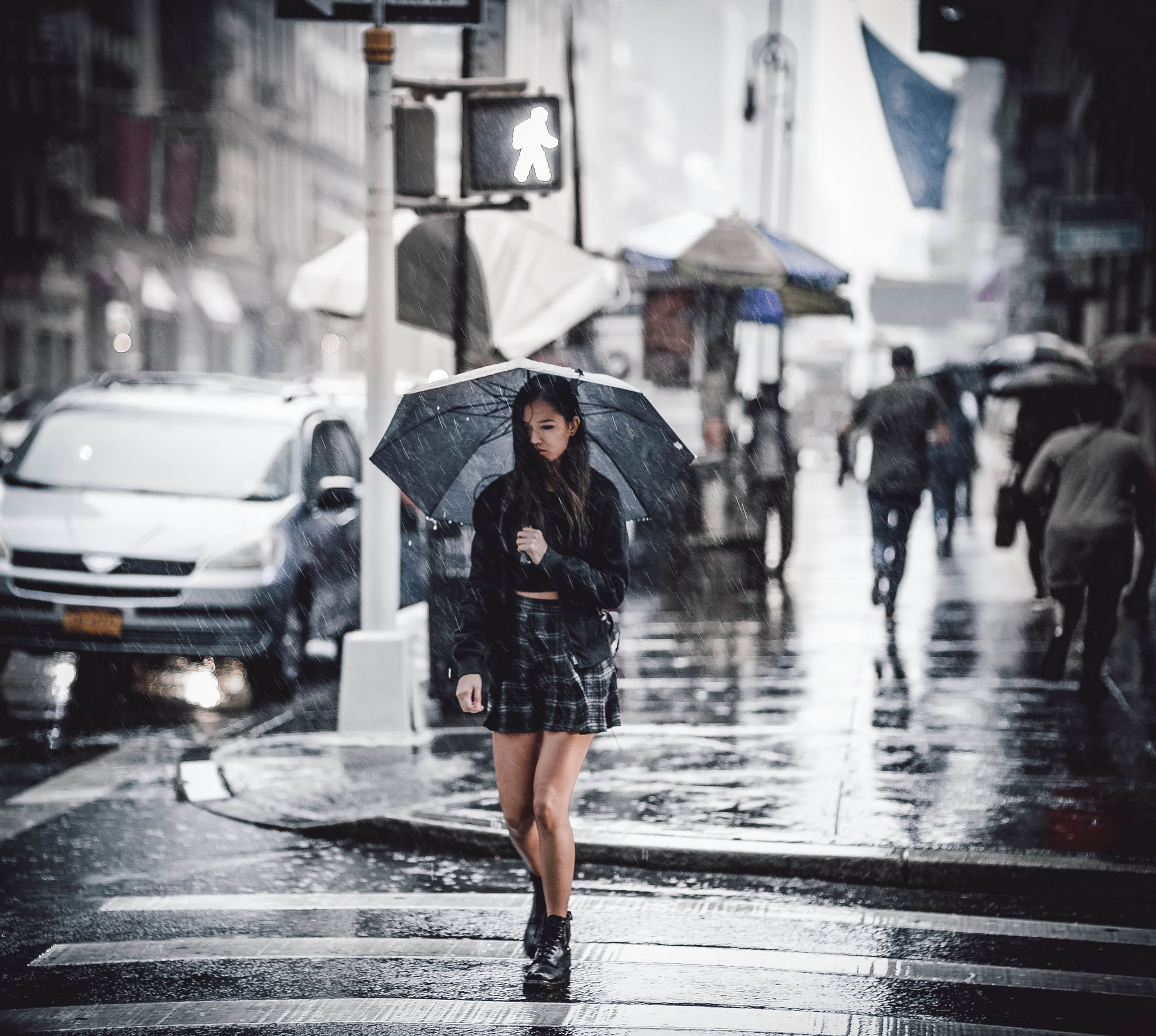 Nikon Df + Sigma 85mm F1.4 EX DG HSM sample photo. Umbrella girl photography