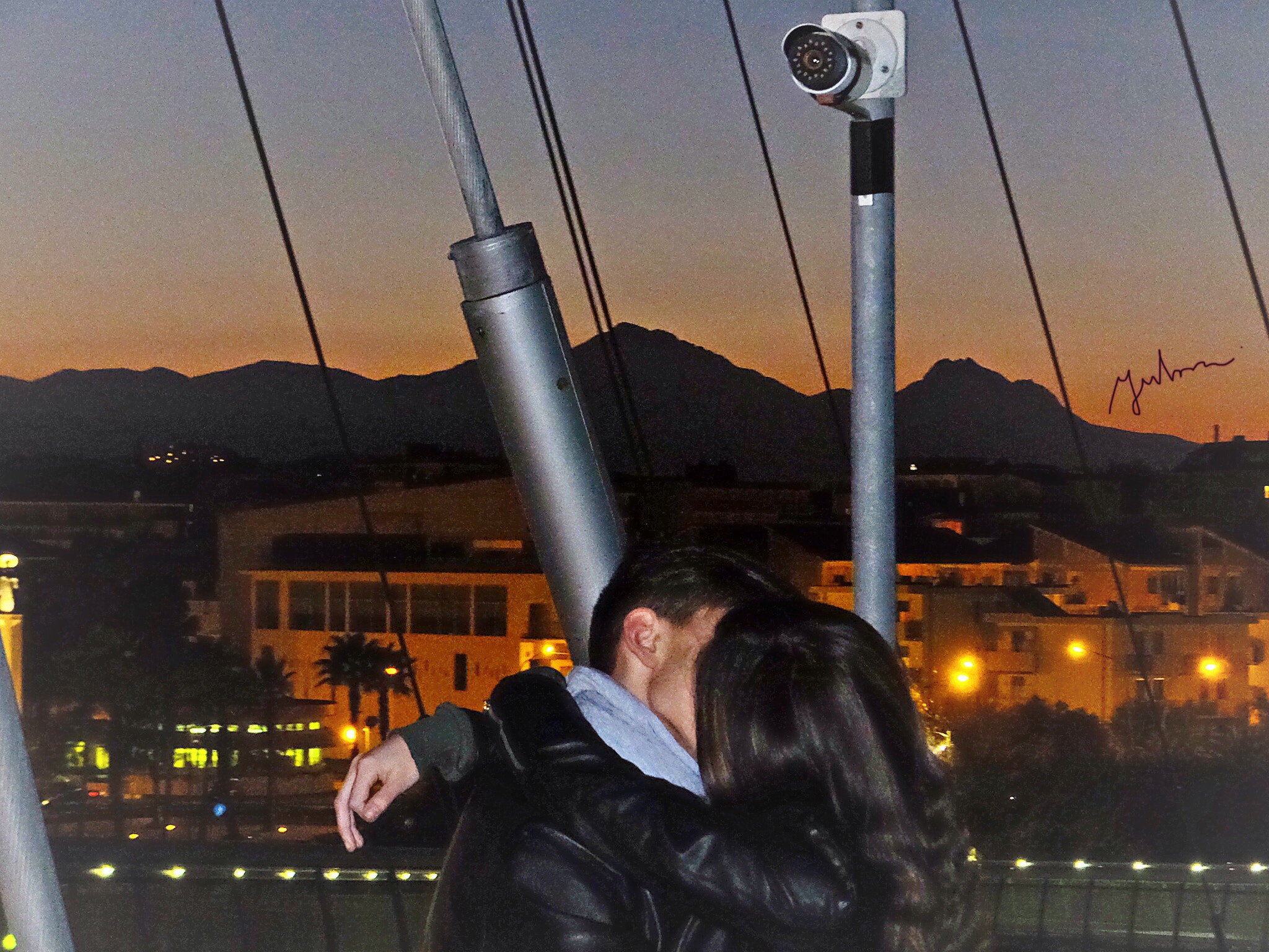 Fujifilm FinePix F900EXR sample photo. Love at sunset above sea bridge to the gran sasso of italy with its profile of sleeping beauty photography