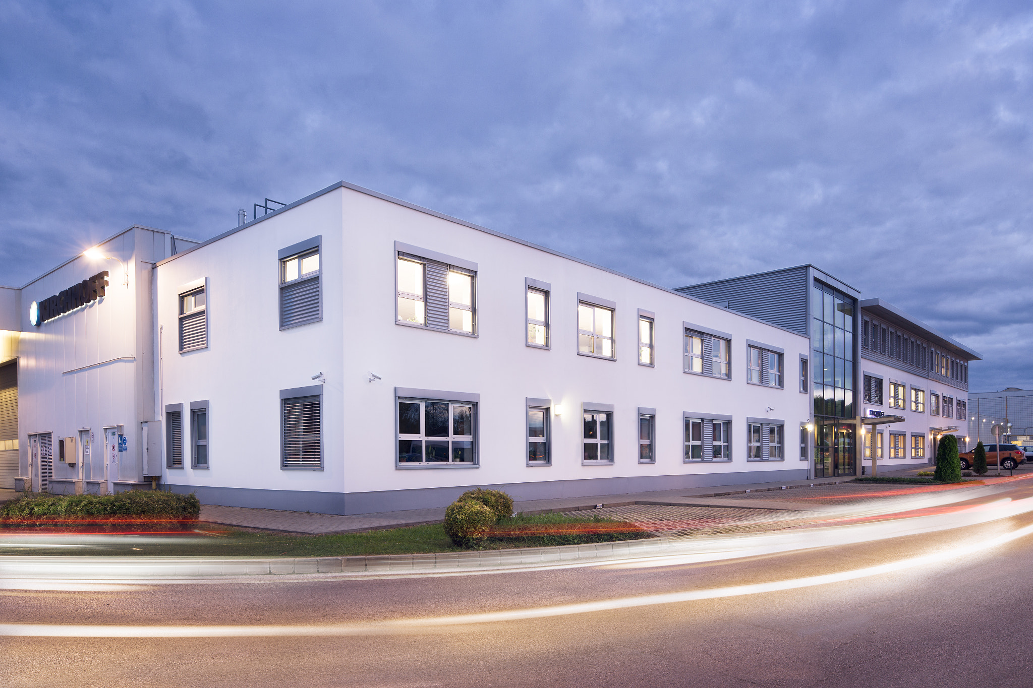 Canon EOS 6D + Canon TS-E 24.0mm f/3.5 L II sample photo. Kirchhoff automotive bluehour (esztergom photography