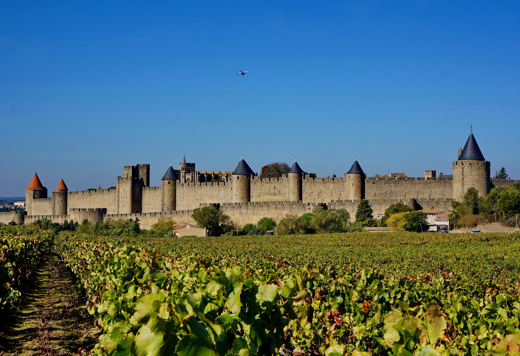 Sony E 18-55mm F3.5-5.6 OSS sample photo. Plane over carcassonne photography