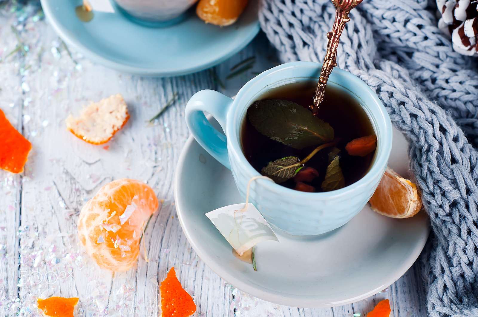 Nikon D90 + AF Nikkor 50mm f/1.8 sample photo. Traditional winter beverage tea with mint and tangerine. photography