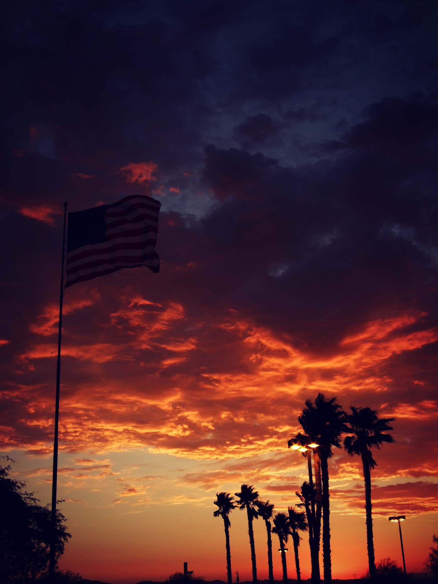 Fujifilm FinePix F31fd sample photo. Sunset over the flag photography