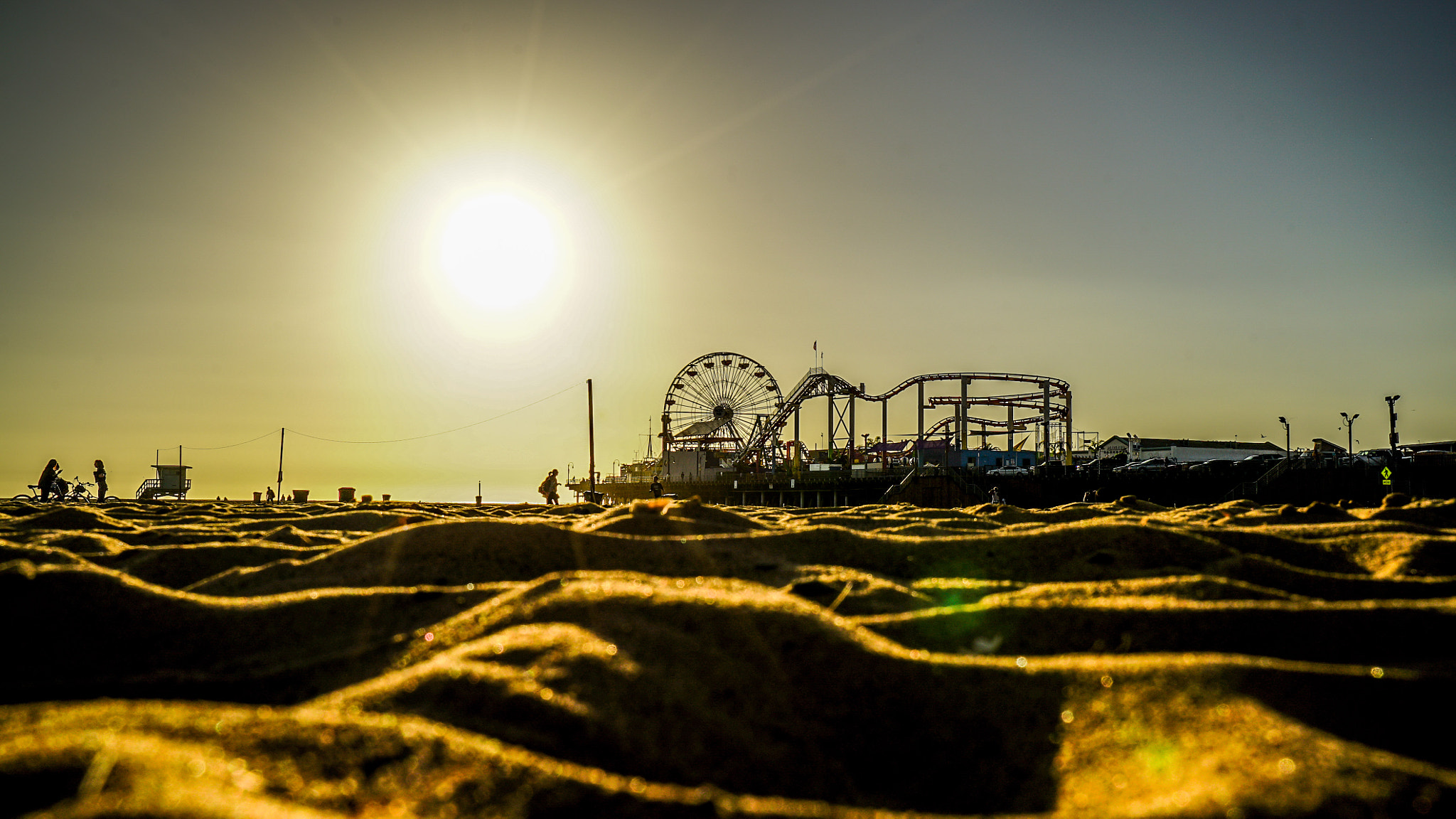 Sony a7S + Sony Vario-Tessar T* FE 16-35mm F4 ZA OSS sample photo. Sunset over the santa monica pier, los angeles photography