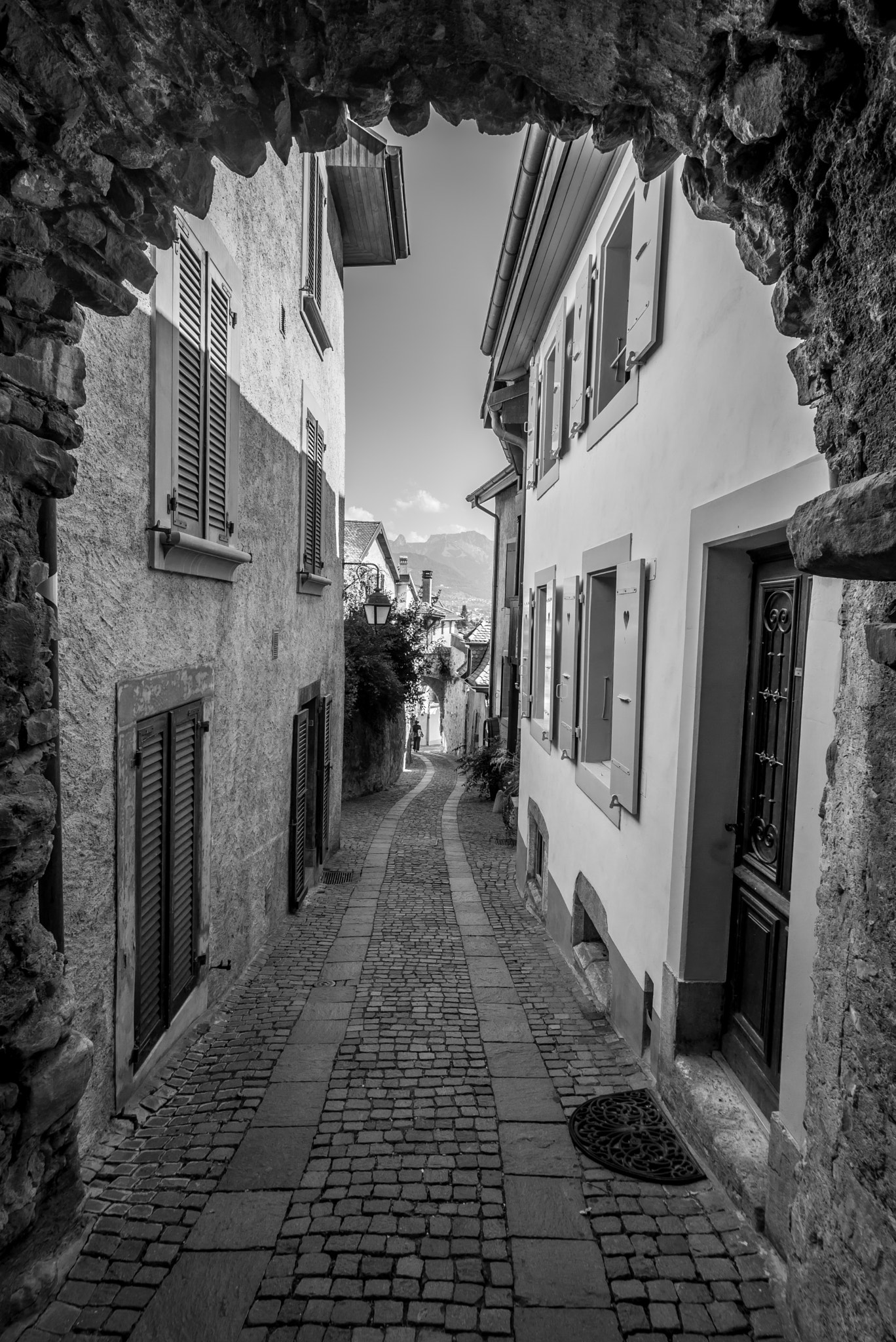 Nikon D610 sample photo. Swiss street black and white photography