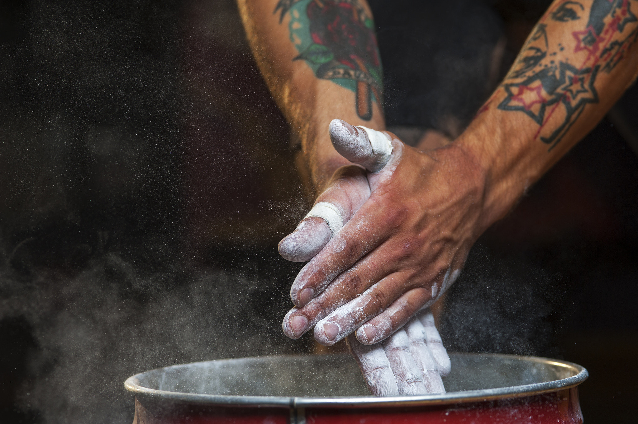 Nikon D700 sample photo. Male hands with talc powder. photography