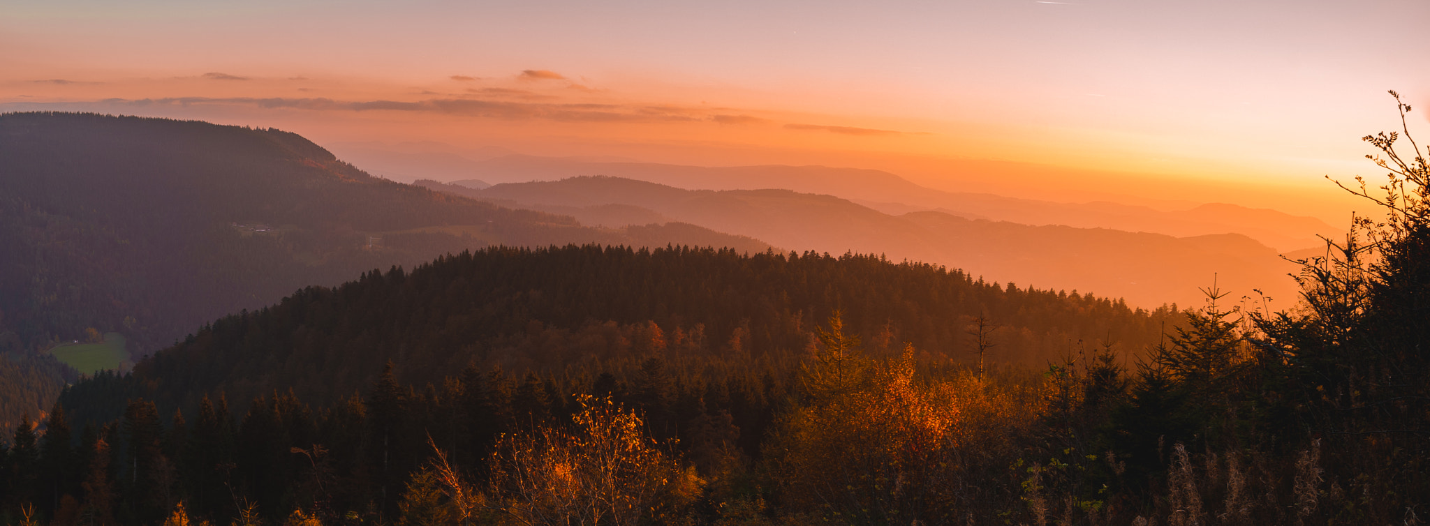 Sony a7 II + Tamron 18-270mm F3.5-6.3 Di II PZD sample photo. Sunset panorama - black forest, germany photography