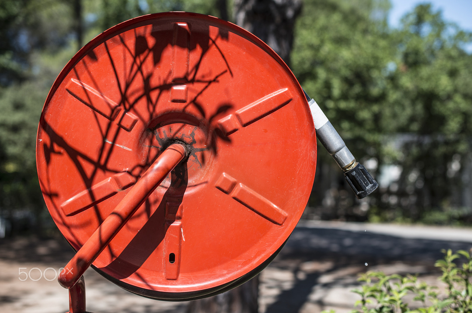 Nikon D800E + Nikon AF-S Nikkor 50mm F1.4G sample photo. Fire extinguisher in a garden. photography