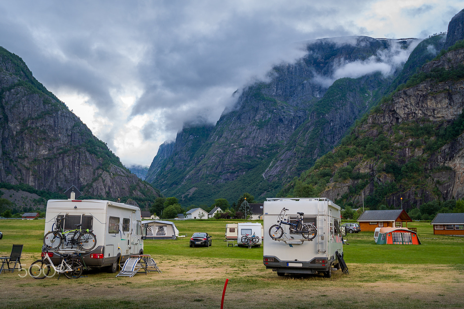 Nikon D3S sample photo. Camper cars at beautiful mountain landscape of eidfjord, norway photography