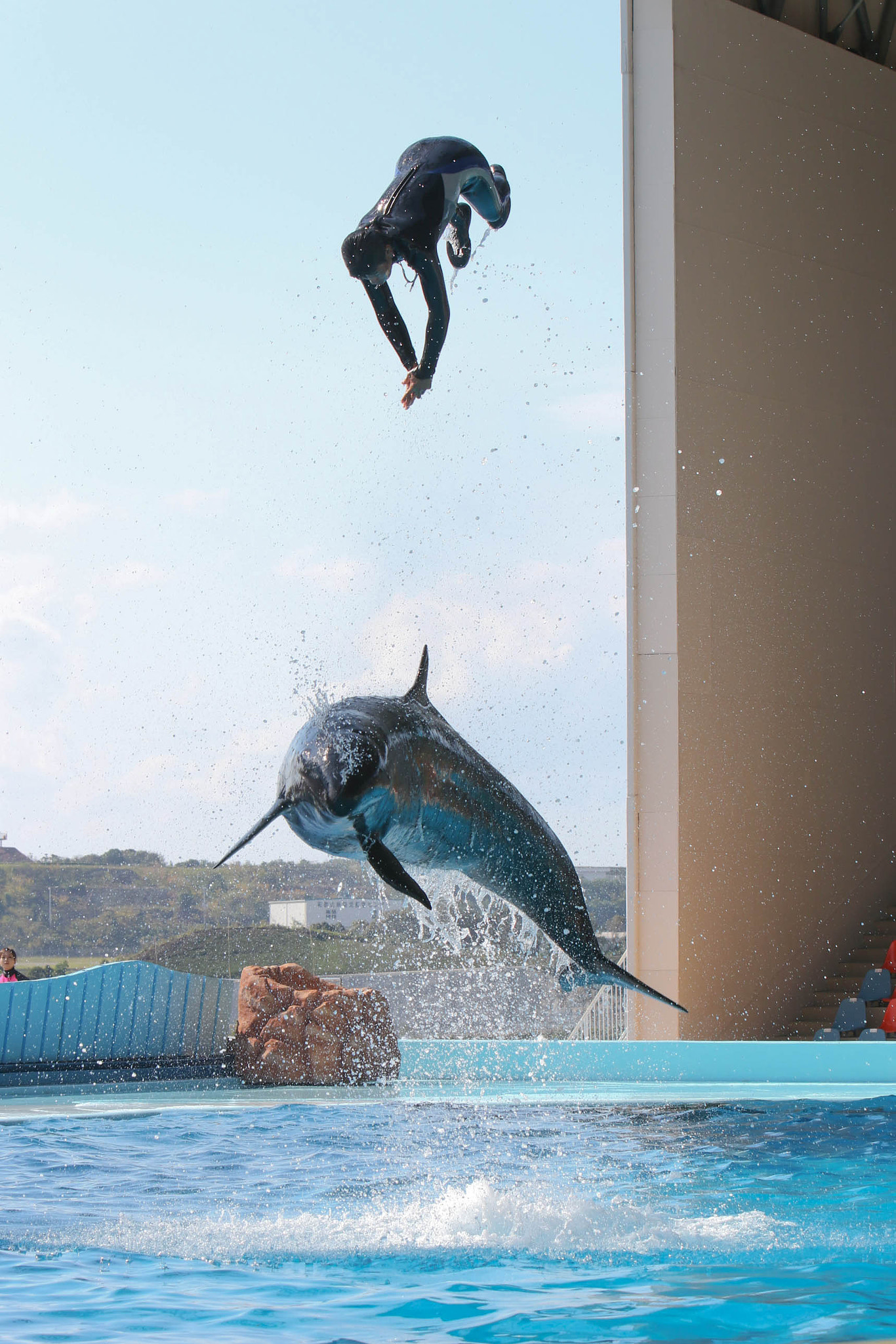 Canon EF 70-200mm F2.8L IS USM sample photo. A man jamp with a dolphin. photography