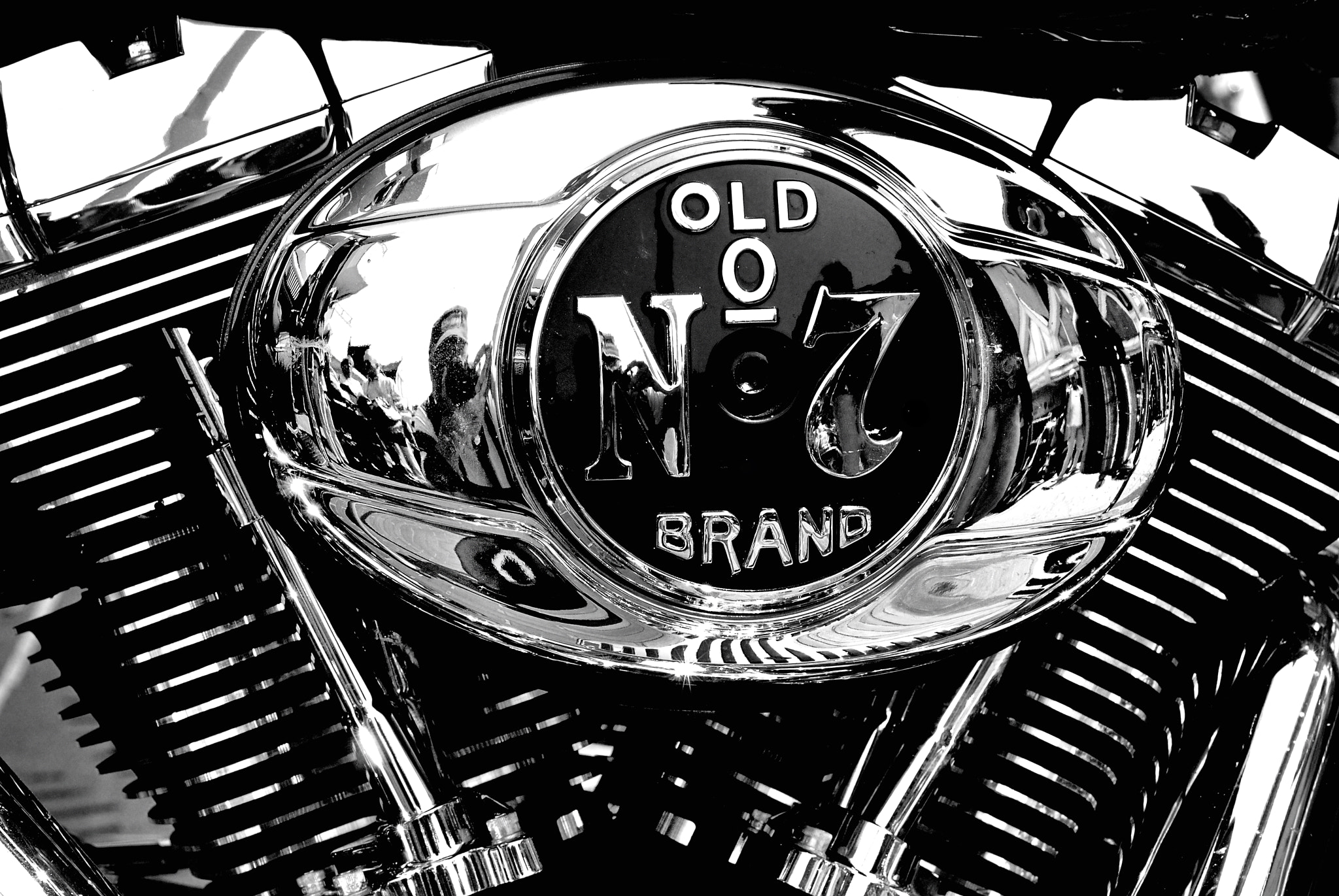 Nikon D200 + Sigma 70mm F2.8 EX DG Macro sample photo. Details of a harley   b&w photography