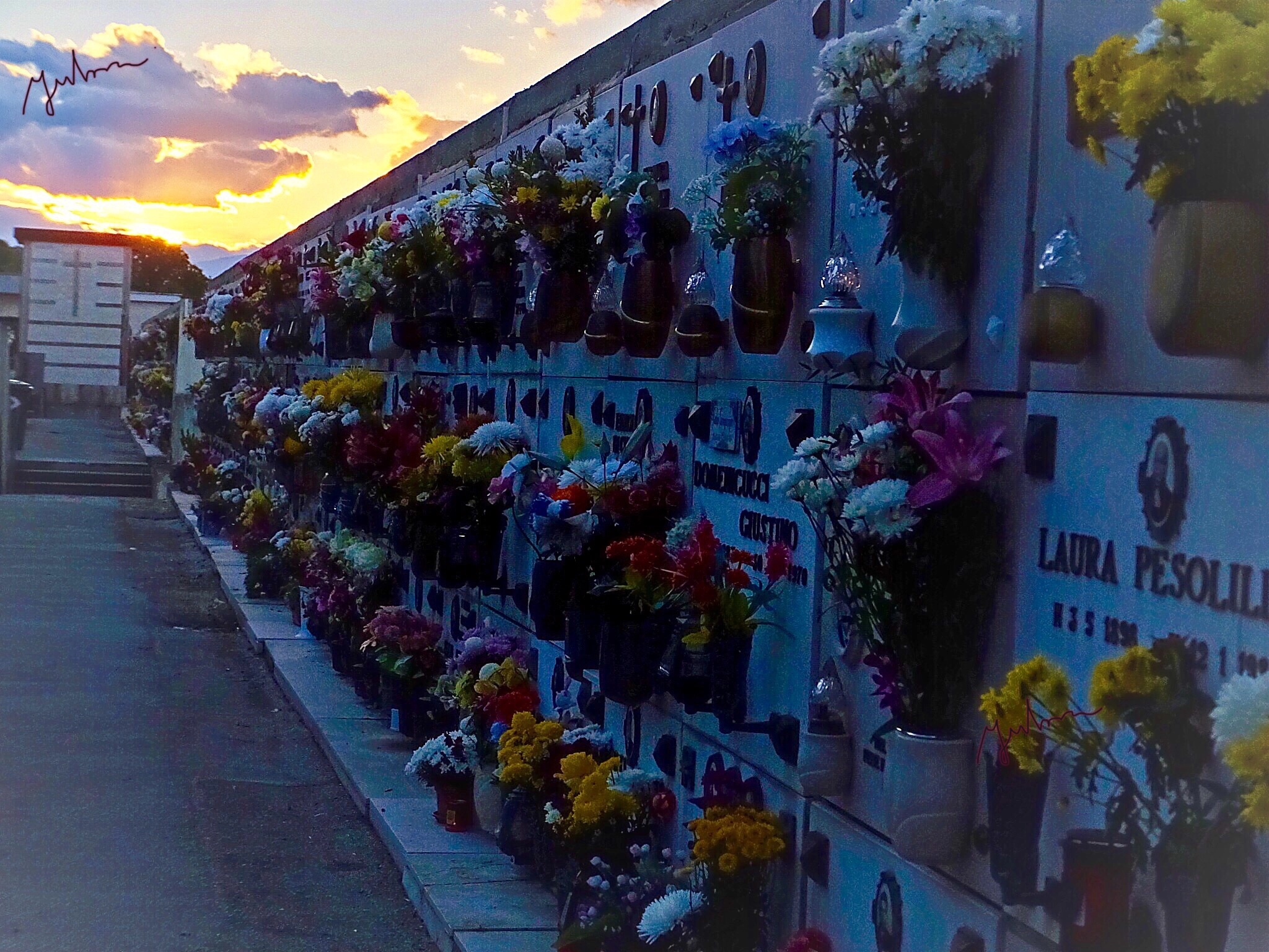 Fujifilm FinePix F900EXR sample photo. Sunset on the day of the dead cemetery  photography
