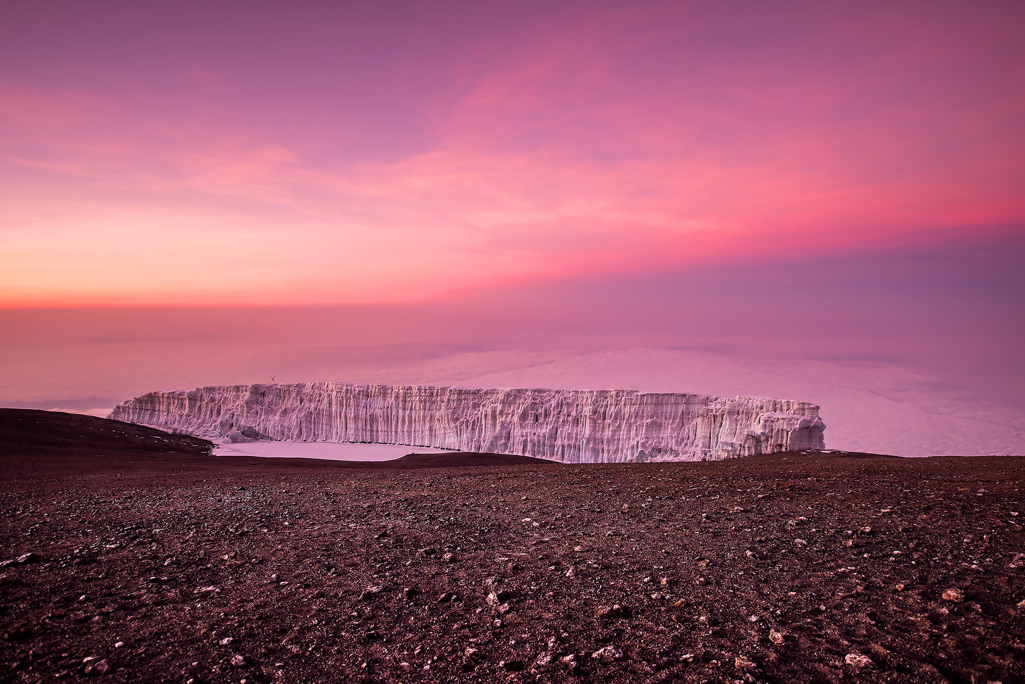 Nikon D810A + Nikon AF-S Nikkor 14-24mm F2.8G ED sample photo. Melting glacier on the top of kilimanjaro photography