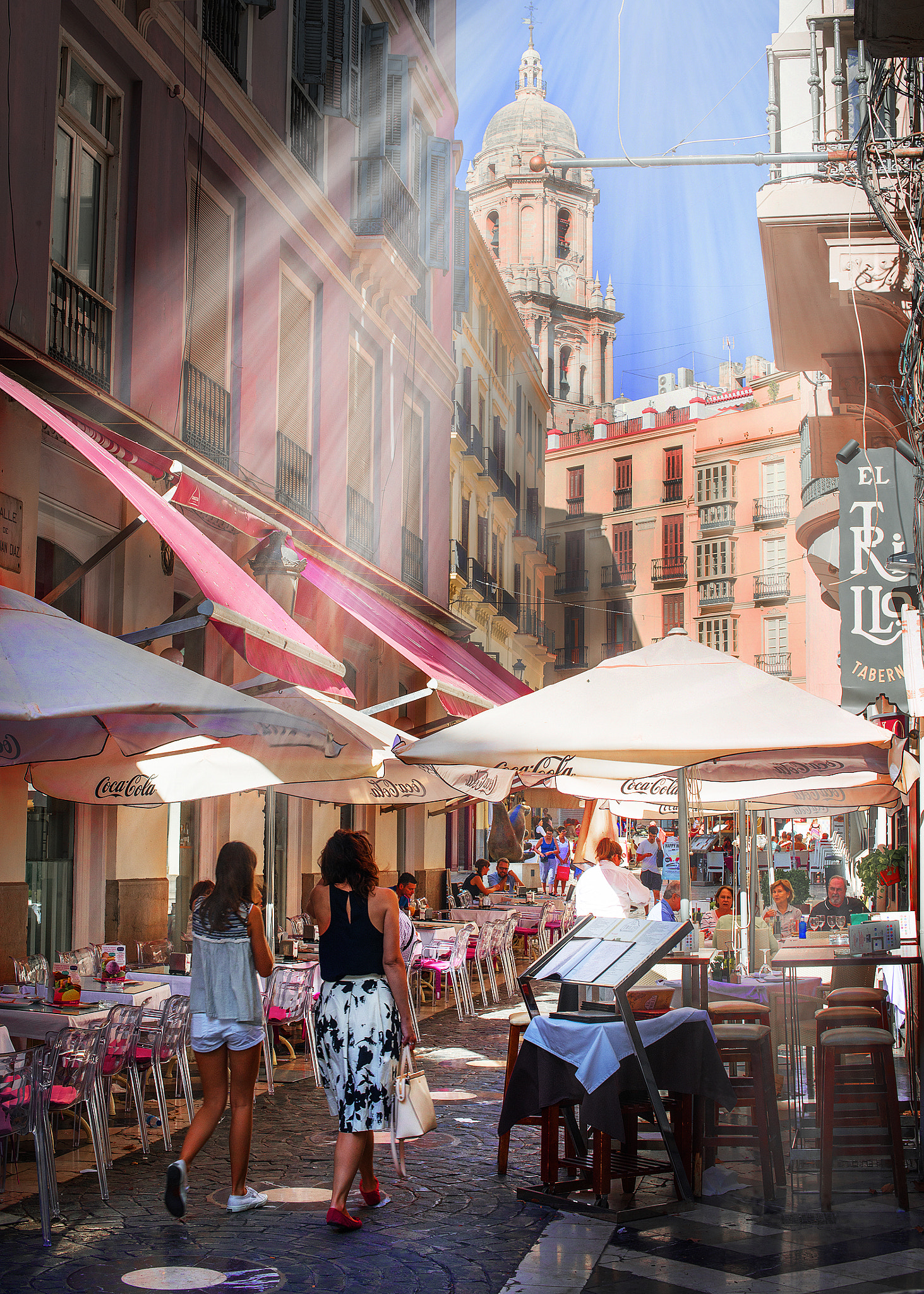 Nikon D800E + Nikon AF-S Nikkor 50mm F1.4G sample photo. Street restaurants in malaga photography
