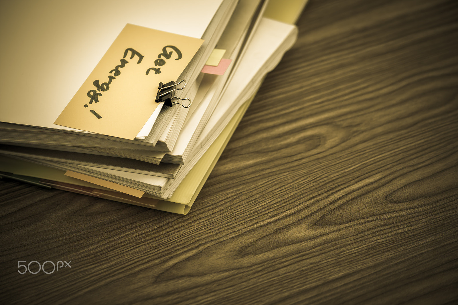 Canon EF-S 55-250mm F4-5.6 IS sample photo. Get energy; the pile of business documents on the desk photography