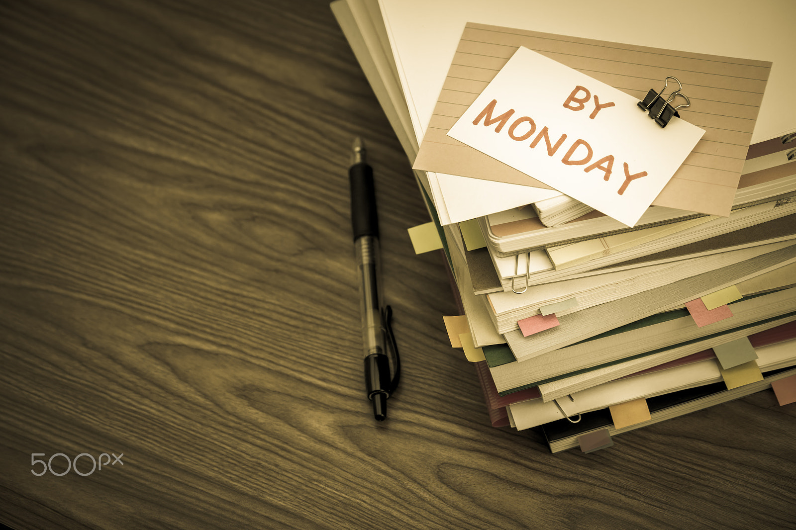 Canon EF-S 55-250mm F4-5.6 IS sample photo. By monday; the pile of business documents on the desk photography