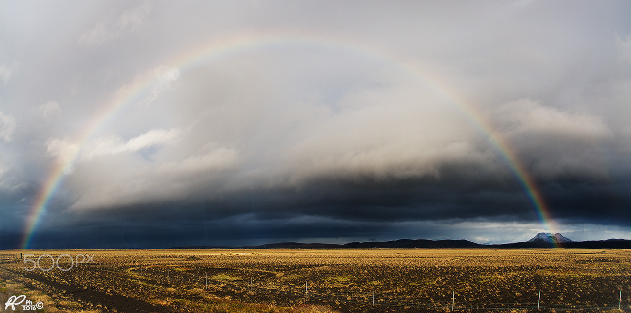 VR 24-105mm F/4.0 G sample photo. Eyjafjallajokull with a full rainbow photography