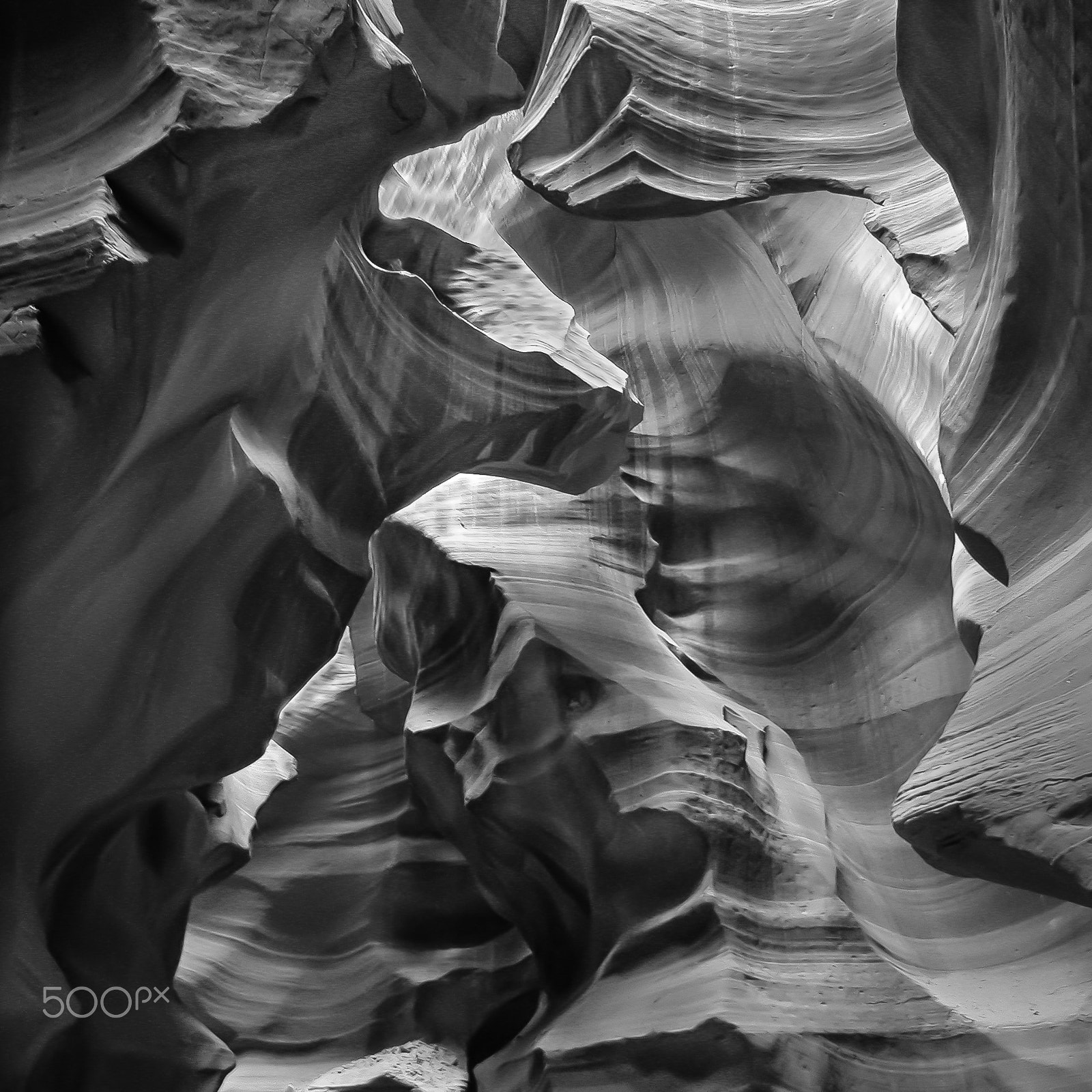 Nikon E5000 sample photo. Antelope canyon (b&w) photography