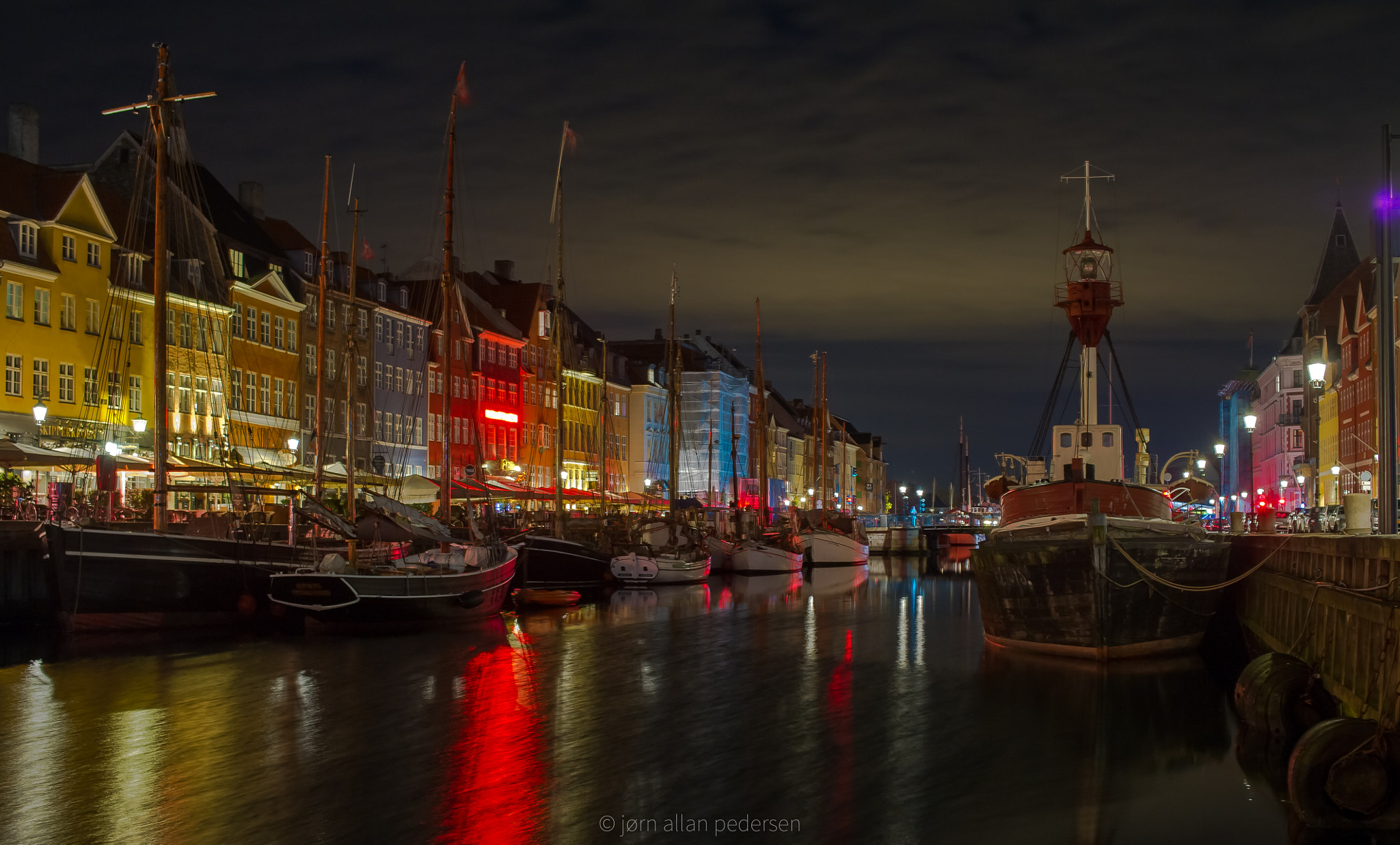 Nikon D3S + Sigma 50mm F1.4 EX DG HSM sample photo. Nyhavn by night photography