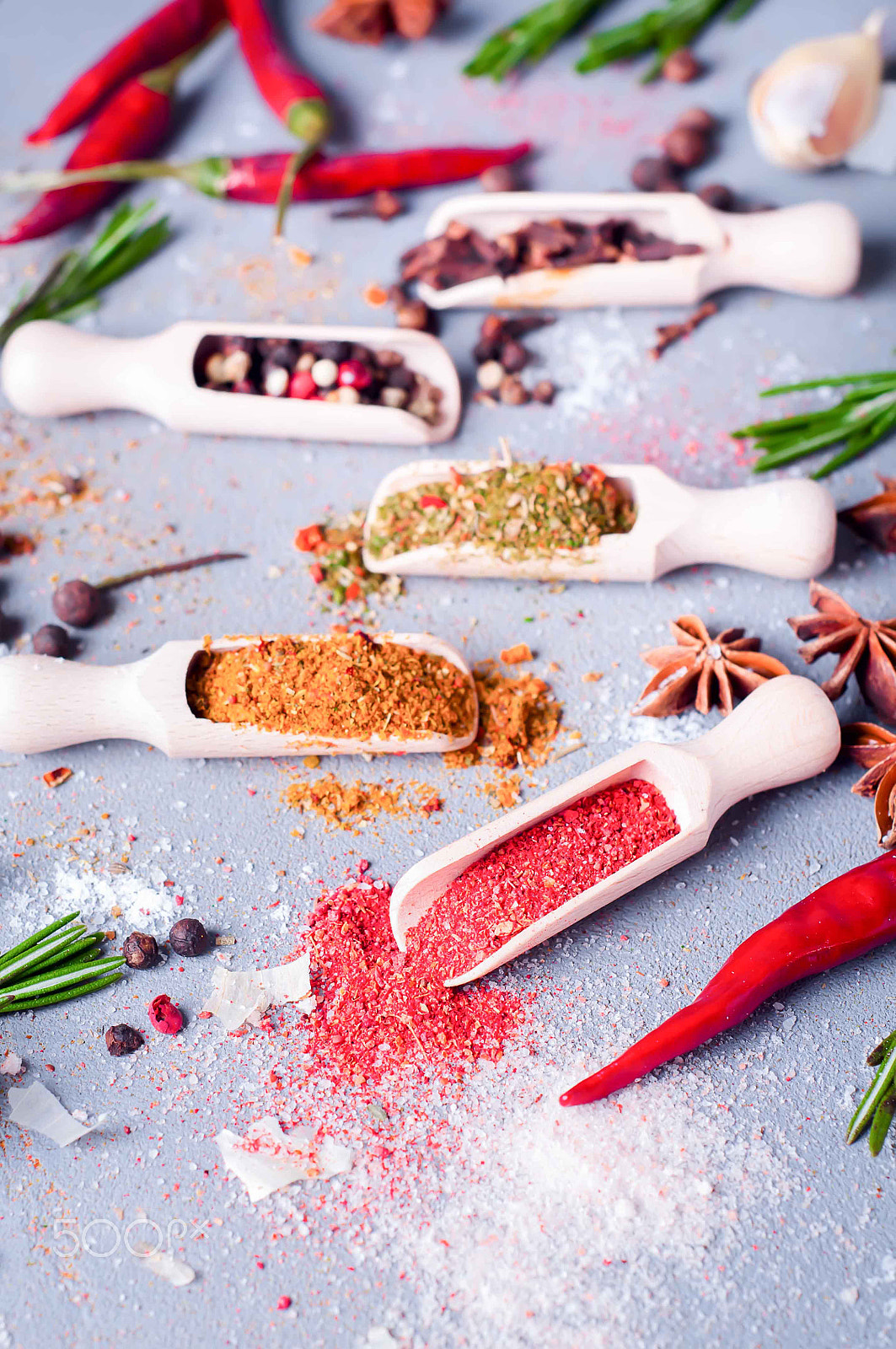 Nikon D90 + AF Nikkor 50mm f/1.8 sample photo. Aromatic spices on wooden spoons. photography