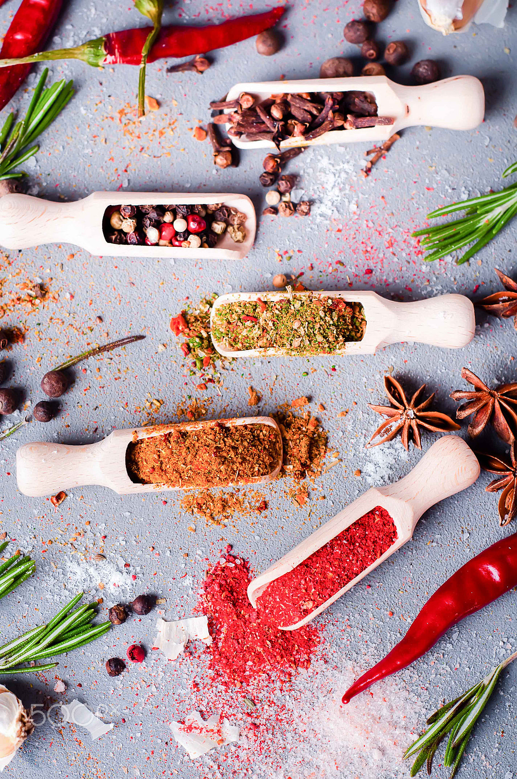 Nikon D90 + AF Nikkor 50mm f/1.8 sample photo. Aromatic spices on wooden spoons. photography