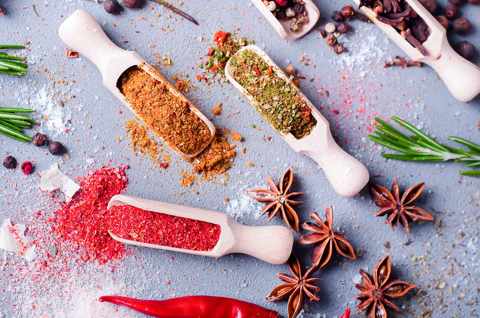 Nikon D90 + AF Nikkor 50mm f/1.8 sample photo. Aromatic spices on wooden spoons. photography