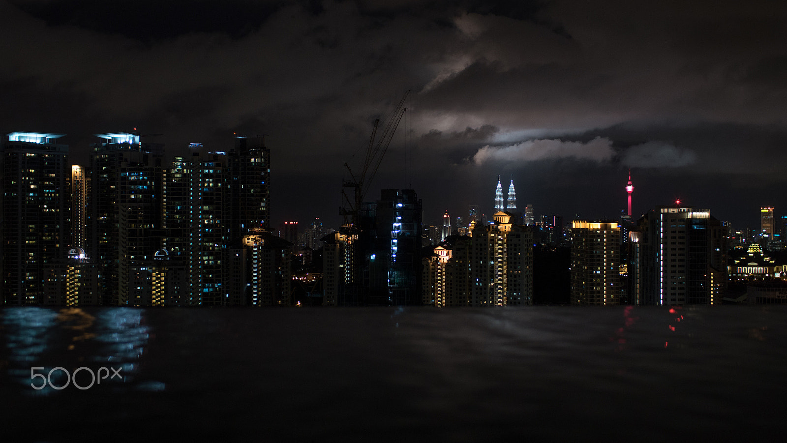 Panasonic Lumix DMC-GH4 sample photo. Night kuala lumpur, view from rooftop pool photography