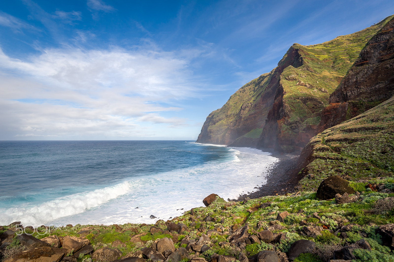 Nikon D3S sample photo. Wild ocean bay surrounded by rocky mountains of madeira island photography