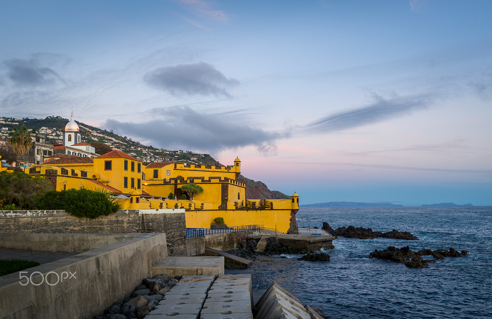 Nikon D3S sample photo. Forte de sao tiago at sunset, madeira island, funchal. photography