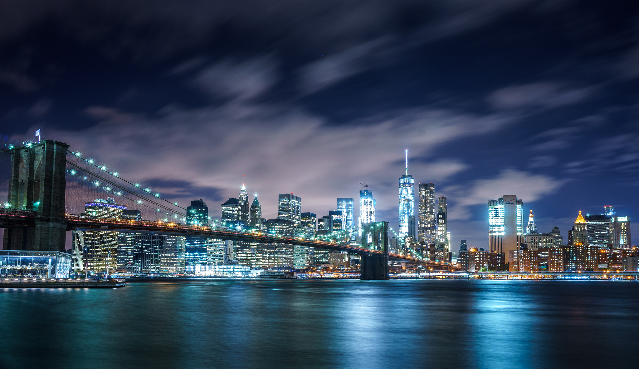 Sony a7 sample photo. Skyline of manhattan by night photography