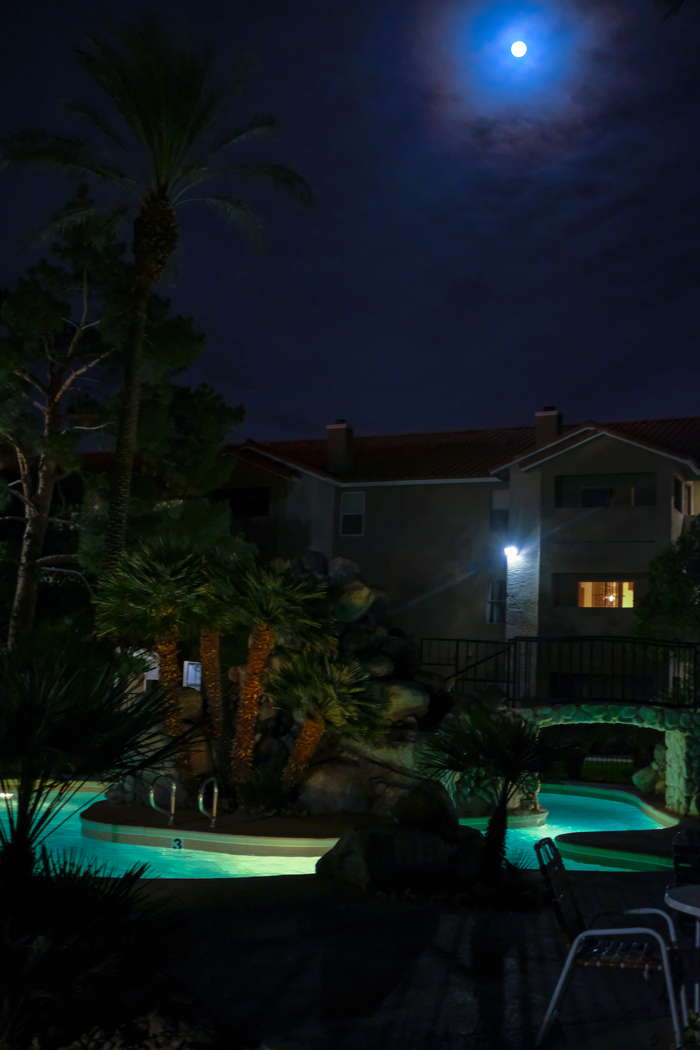 Fujifilm X-T2 sample photo. Bright full moon over pool (of ) photography