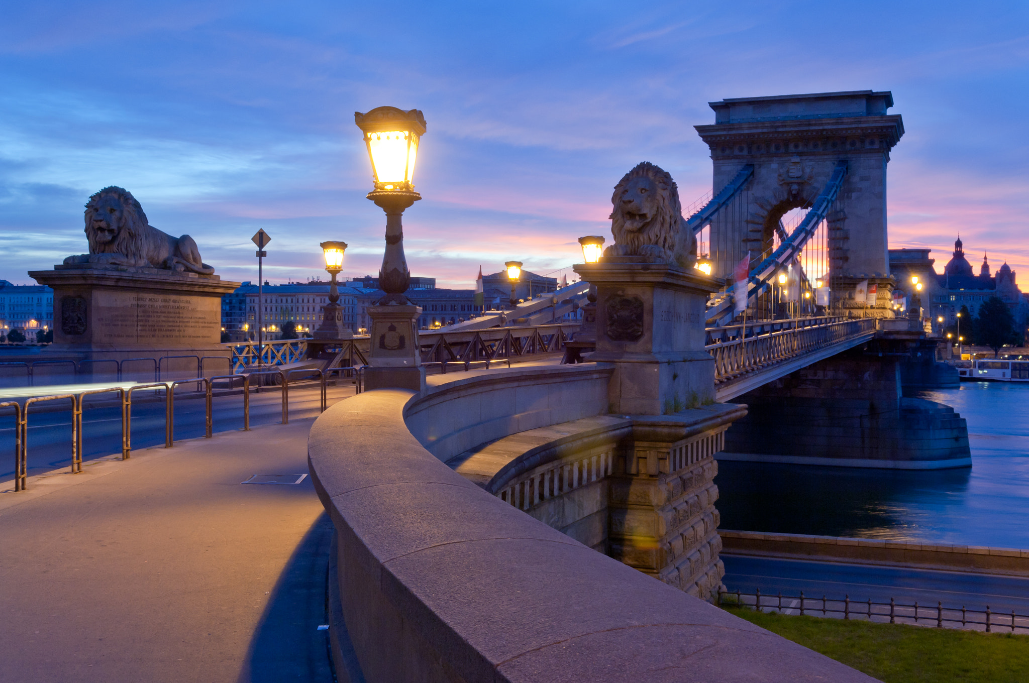 Nikon D2X sample photo. Morning view of budapest with chain bridge photography
