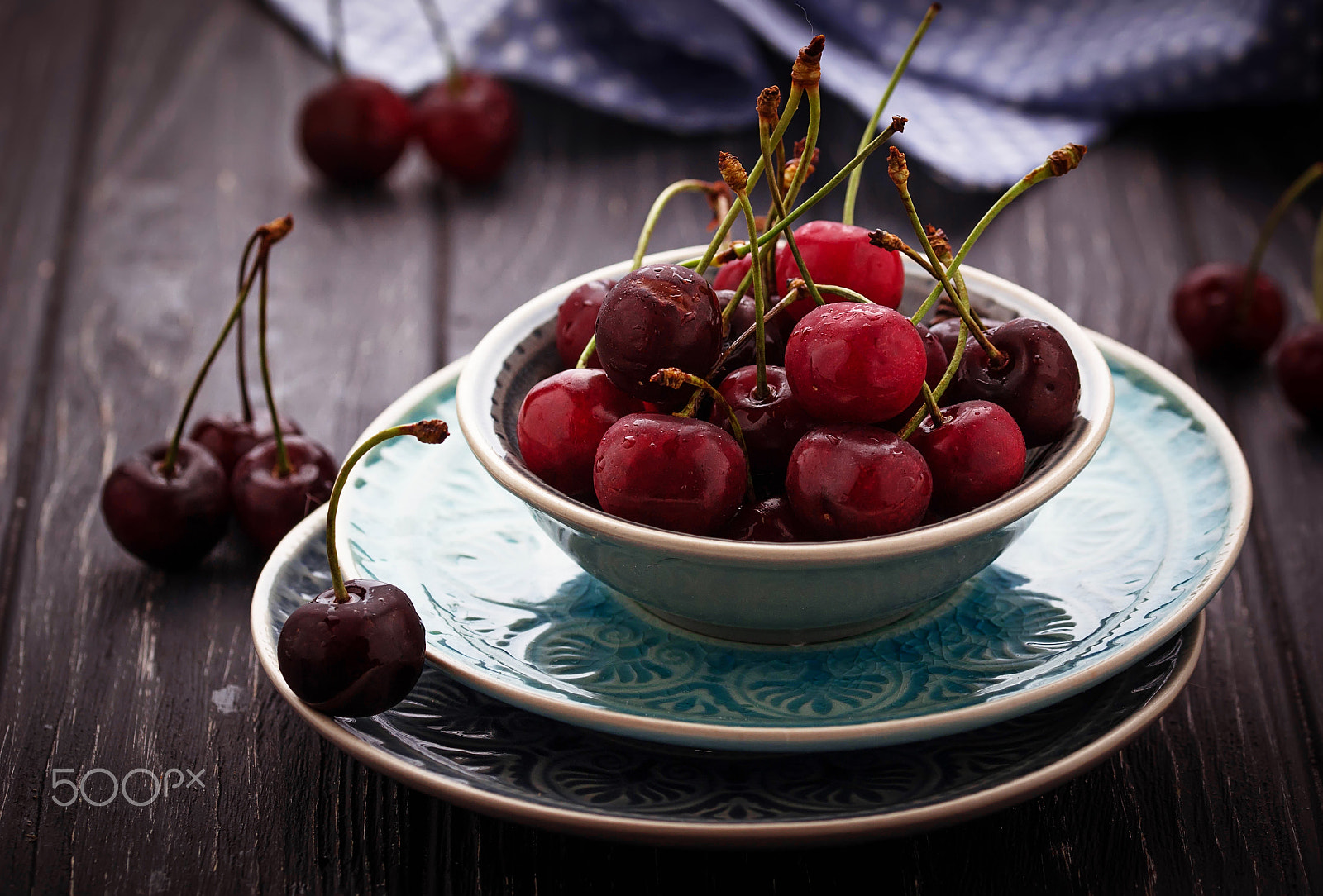 Sigma 105mm F2.8 EX DG OS HSM sample photo. Sweet ripe cherry in bowl photography