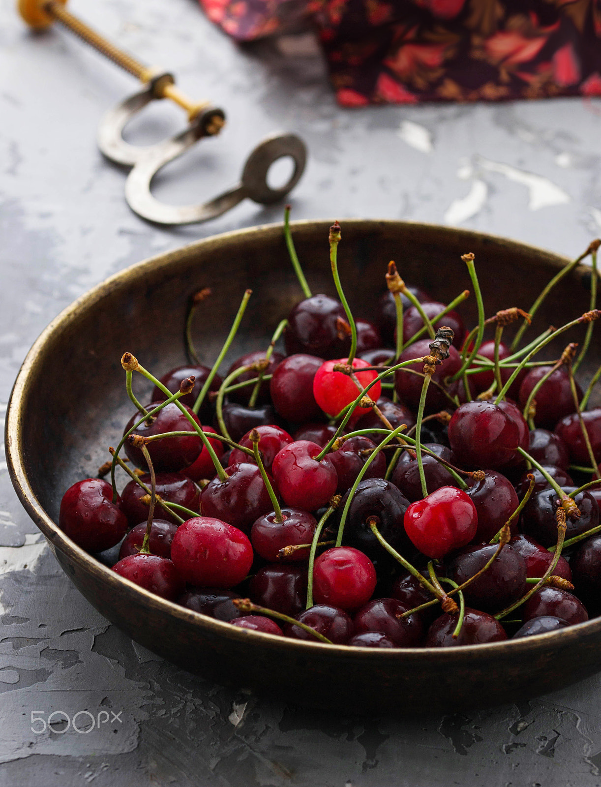Sigma 105mm F2.8 EX DG OS HSM sample photo. Sweet ripe cherry in bowl photography