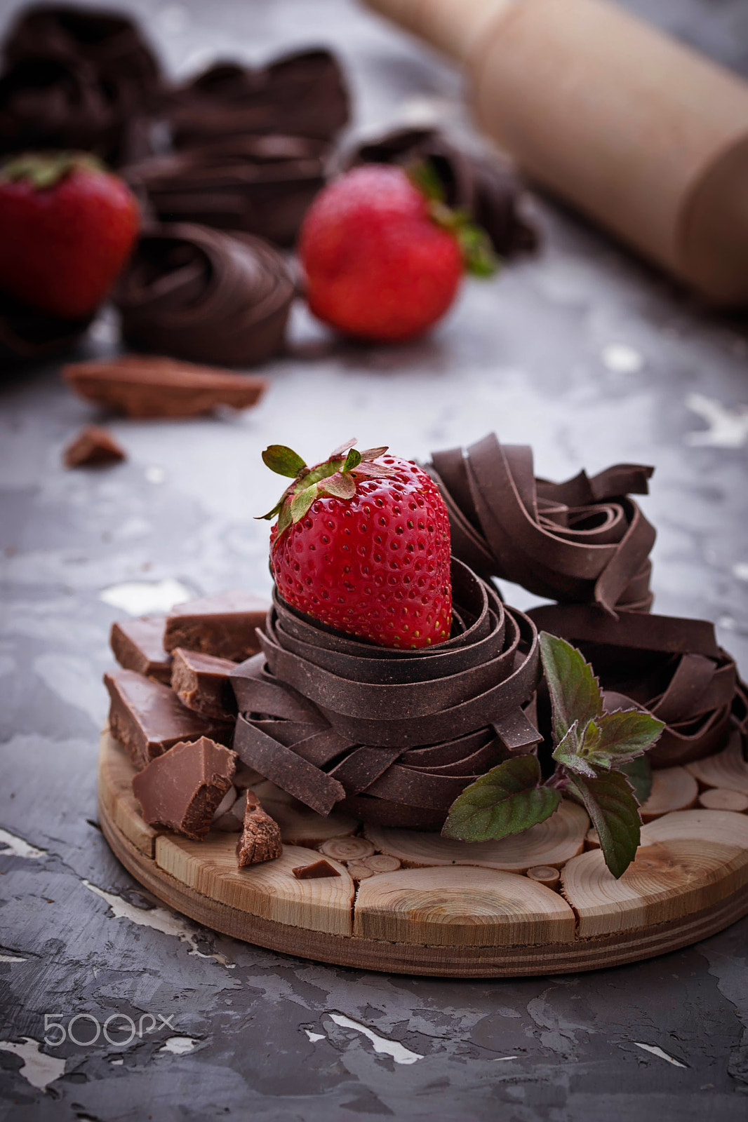 Nikon D3100 + Sigma 105mm F2.8 EX DG OS HSM sample photo. Uncooked chocolate pasta and strawberry photography
