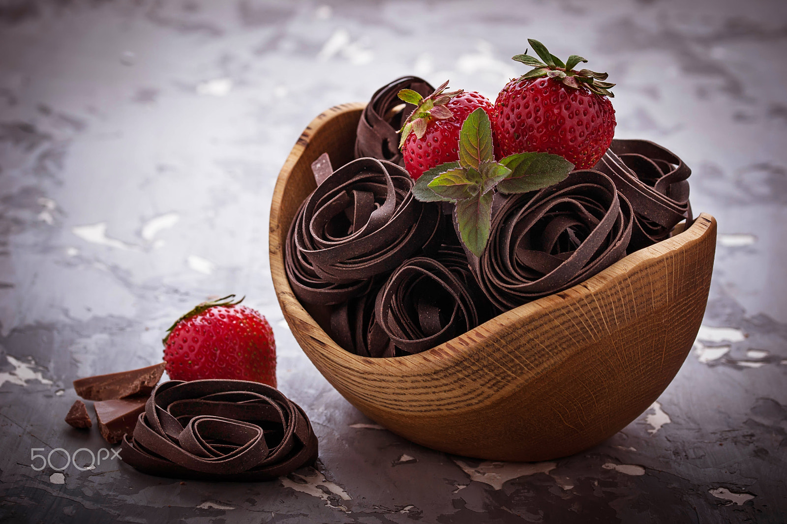 Sigma 105mm F2.8 EX DG OS HSM sample photo. Uncooked chocolate pasta and strawberry photography